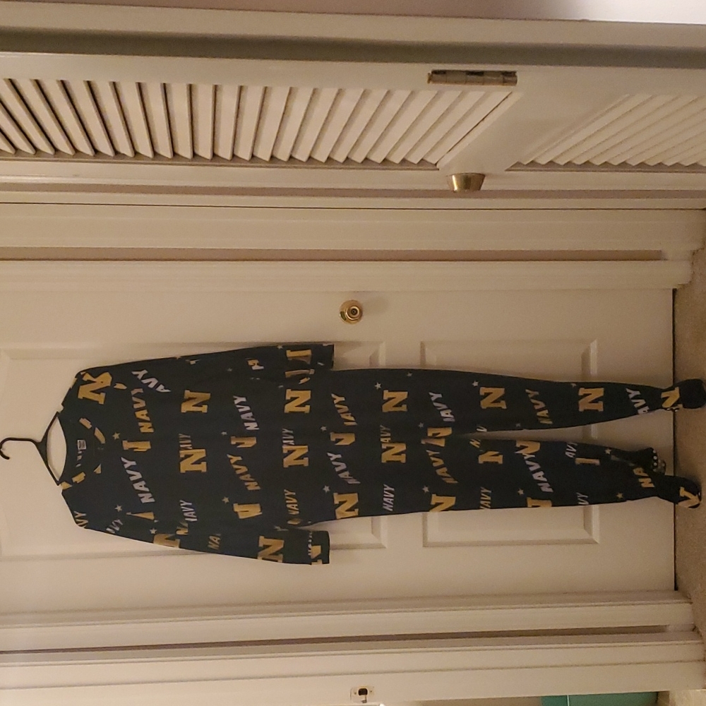 Mens/Women's One Piece Footed "Navy" Pajamas....Small....Dark Blue